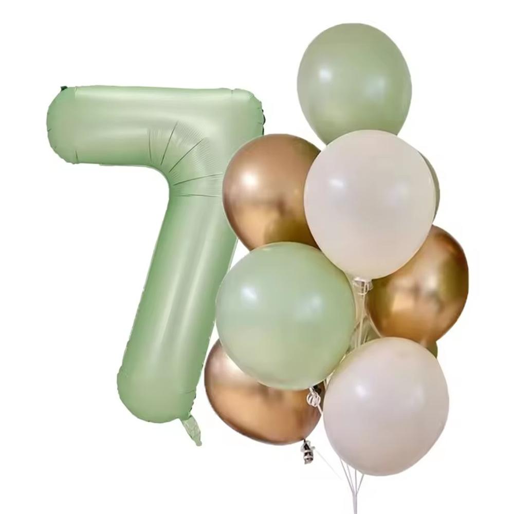 12pcs 40inch Olive Green Number 0-9 Balloon Helium Foil Digital Balloon For Kids Adult Birthday Anniversary Wedding Party Decor