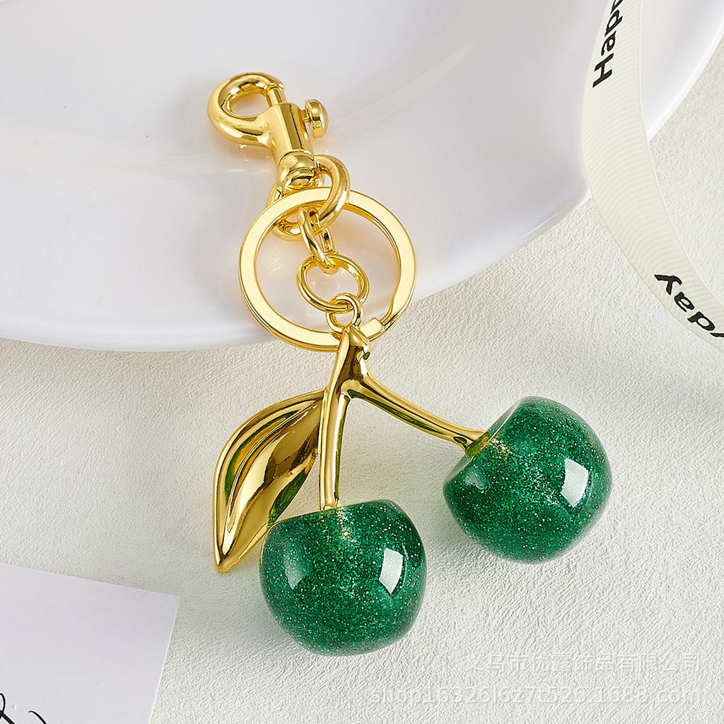 Cherry Resin Alloy Keychain Handmade Fruit Charm for Bags and Keys Fashion Handbag Accessories Jewelry for Wallet