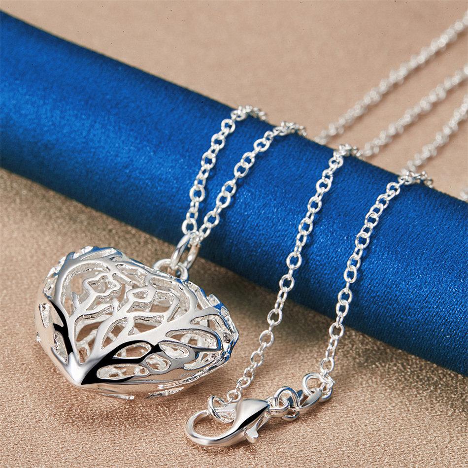 925 Sterling Silver 16-30 Inch Exquisite Heart-shaped Hollow Pendant Necklace, Women's Jewelry Gift, Fashionable Wedding