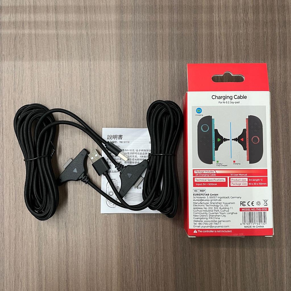 DOBE FOMIS ELECTRONICS 2Pcs Magnetic Charging Cable for Nintendo Switch Joy-Con 3m Dual Controller Charging Cord with LED Indicator