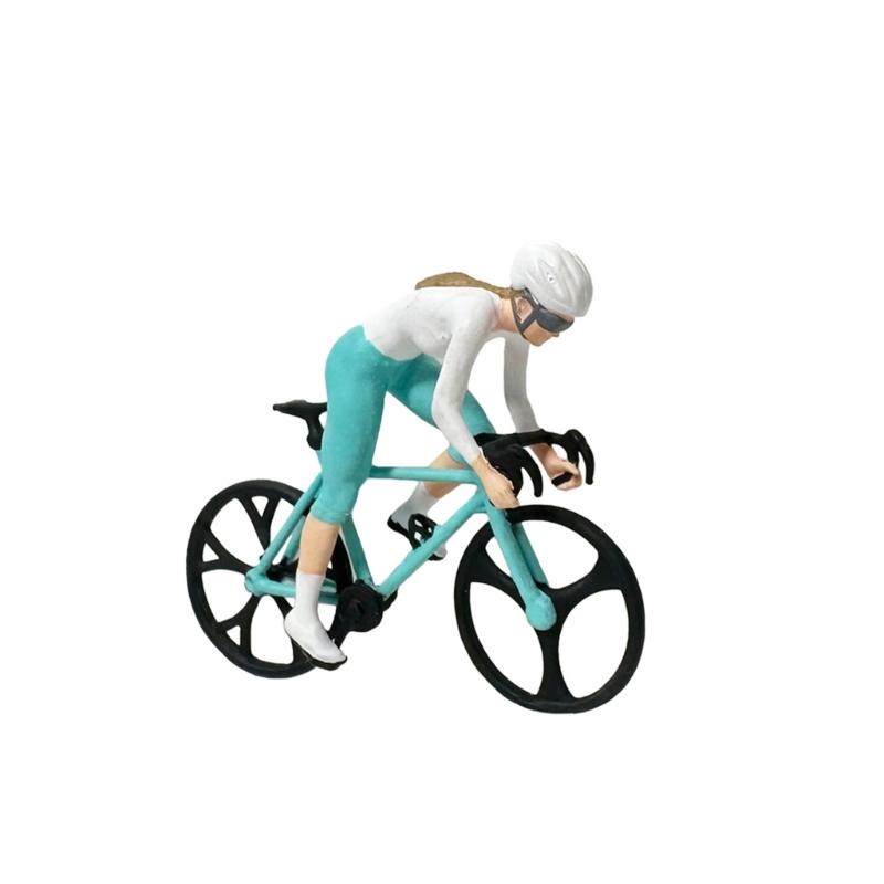 1:64 Cycling Statue Miniature Craft Cycling Scene Miniatures Resin Texture Suitable for Desktop Decorating and Present