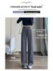 Navy Blue High-Waisted Wide-Leg Sports Pants for Women - Slimming Casual Sweatpants, Spring/Autumn 2024