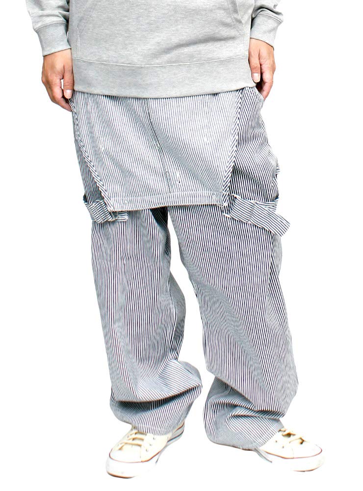 One Colors Plus Size Denim Relaxed Size Hickory Men's Overalls, Fit, 4L,