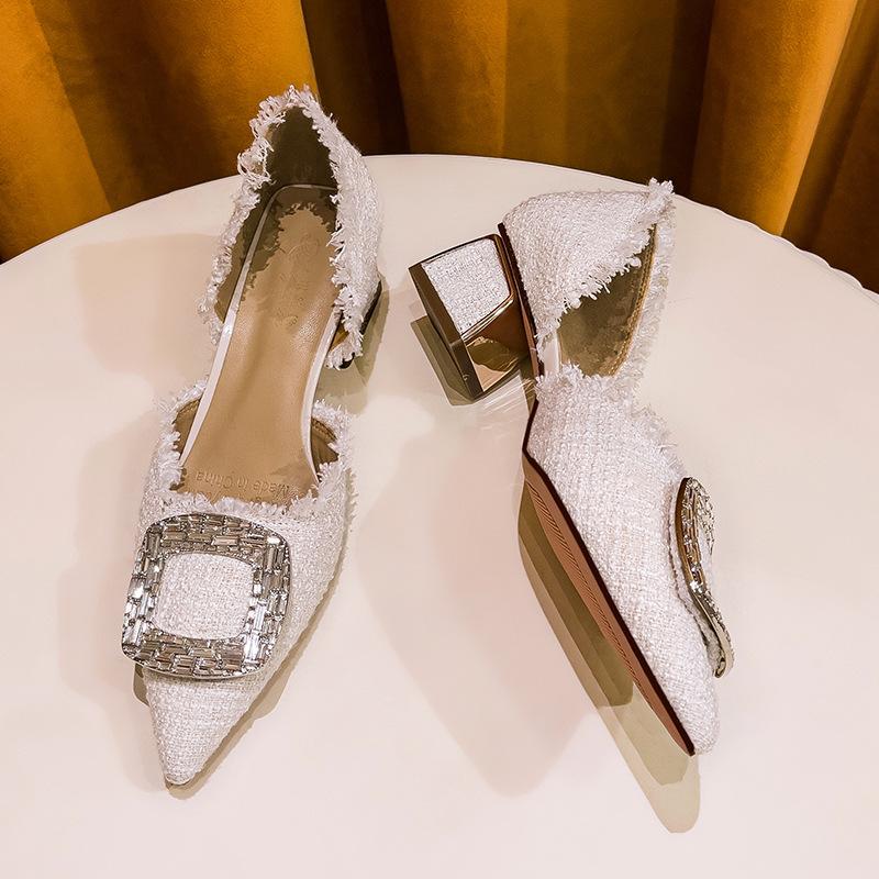 

Hollow sandals bag head women s shoes thick heel French niche single shoes medium heel 2025 new summer pointed high heels 39