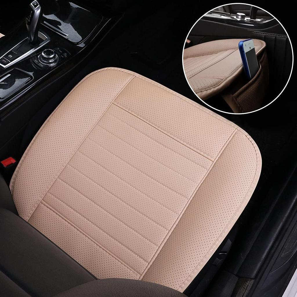 Leather Car Seat Cover, Car Front Seat Cushion/Protector, Breathable Comfort Automotive Seat Cover, Compatible with Most Cars, Vehicles, SUVs, Car