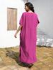 EDOLYNSA Sexy V-Ausschnitt Goldbesticktes Langes Strandkleid, Damen Retro Kaftan Locker Strandbekleidung Urlaub Badeanzug Bikini Cover-up