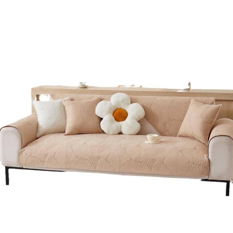 Four Season All Cotton Non-Slip Sofa Cushion Pure Cotton Simple Modern Embroidery Cushion General Fabrics Leather Sofa Cover Cover Towel