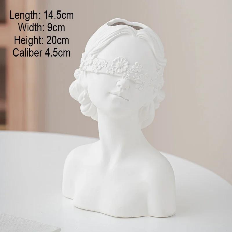 

Creative Character Ceramic Vase Nordic Home TV Living Room Dining Room Decor Flower Container Art Craft Girl Face White Vase 1Pc