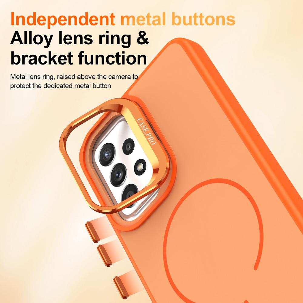 KEYSION Matte Skin Feel Lens Stand Phone Case for MagSafe for Samsung A52 A52S 5G Magnetic Shockproof Cover for Galaxy A13 4G 5G