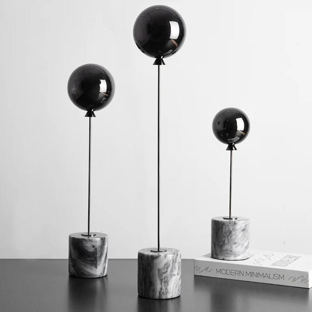 Balloon Sculpture Natural Marble Base Metal Ornaments Living Room Statue Home Accessories Ornaments Crafts Ornaments Small Model