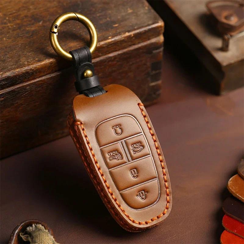 Sleuteletui Sleutelhangerhouder Leer Accessoires voor Hyundai Tucson Staria Sonata Hybride Nexo Nx4 Grand Santa Fe Tas