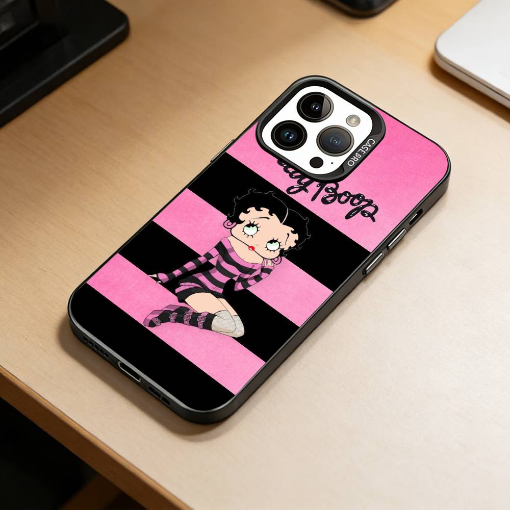 C-Cute-Betty Boop-P Phone Case For iPhone 17,16,15,14,13,12,11 Plus,Pro Max,XS,Colored Silver Plated Inside Cover