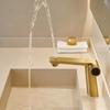Brush Gold Bathroom Unique Design Basin Faucet Gray Sink Mixer Tap Hot & Cold Deck Mounted Lavatory Crane Water Tap Chrome