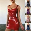 Sexy Nachtclub Bungee Jumping Helles Sling Taillenformendes PU-Leder Sling Kleid Tasche Hüftrock
