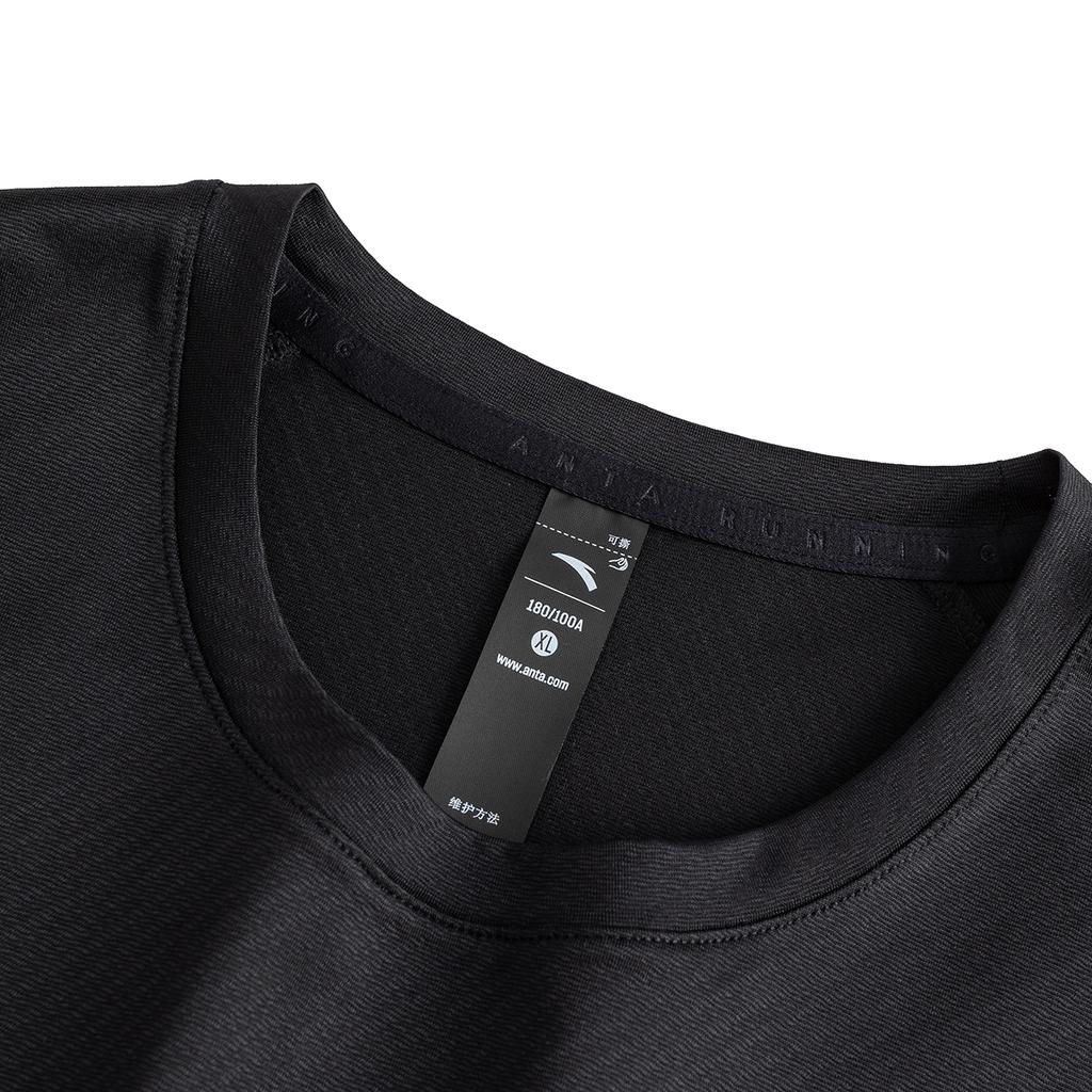 ANTA T Shirts Men's Basic Black 4 Crew Neck Moderate Straight Fit 952625101-4