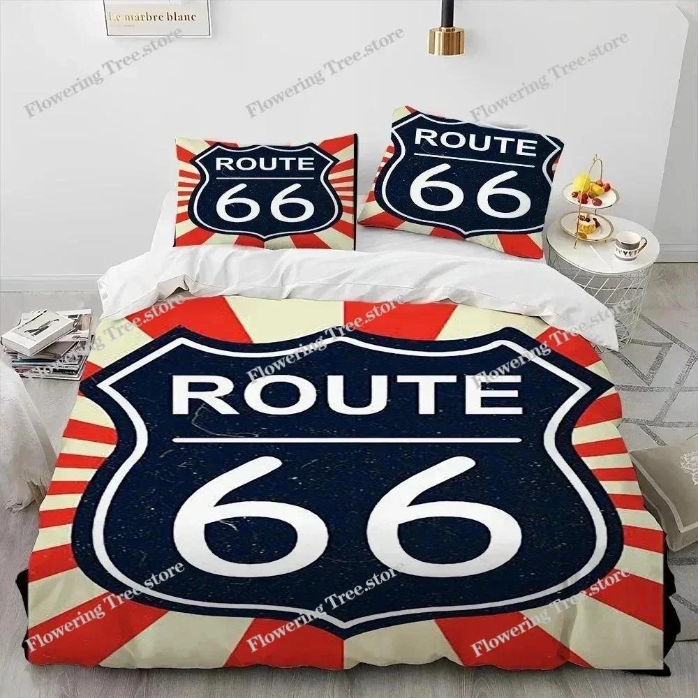 3D Print Historic Route 66,Mother Road,Comforter Bedding Set,Duvet Cover Bed Set Quilt Pillowcase,king Queen Size Bedding Set029