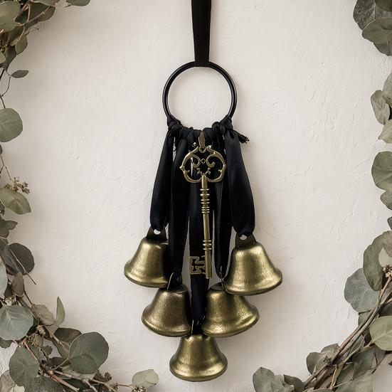Boho Wall Hanging Ornament Witch Bells for Door Knob Protection, Handmade Rustic Farmhouse Decor Hanger, Vintage Decorative Bell Home Room Witchy
