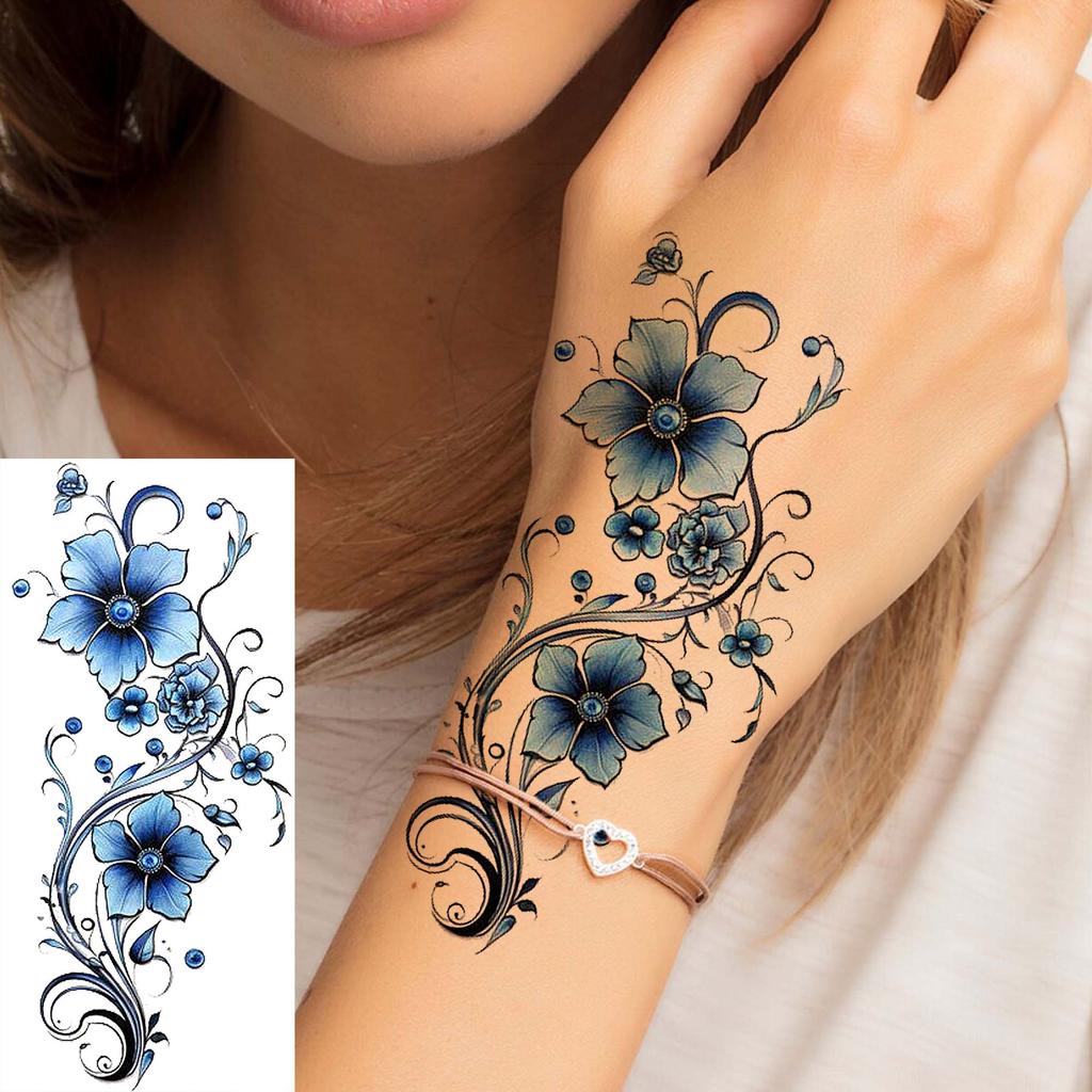 1 Sheet Rose Butterfly Phoenix Temporary Tattoo For Adult Hand Waist, Fake Tatoo Sticker Waterproof Long Lasting Realistic Tatoo