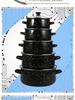 Five-Piece Black Speckled Enamel Cookware Set: Casserole and Double-Ear Stockpots