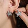 ZAKOL Sliver Color Shiny Tiny Zircon Starfish Lily Flower Shape Stud Earrings Luxury Bridal Wedding Zircon for Women