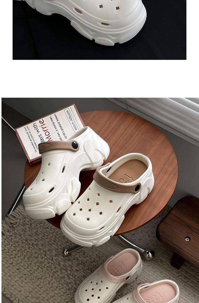 2026 Women's Thick Sole Garden Shoes: Non-Slip High-Heeled Beach Slippers with Arch Support and Closed-Toe Design