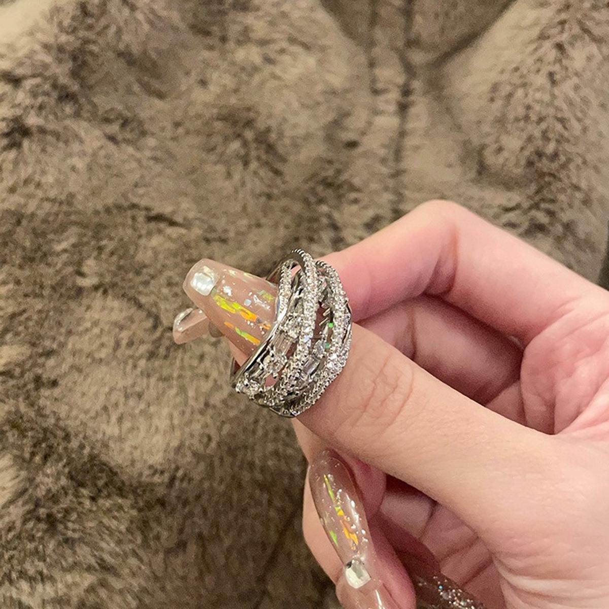 Zircon Cross Multi-Layer Luxury Ring - Fashionable, Exquisite, Versatile Jewelry