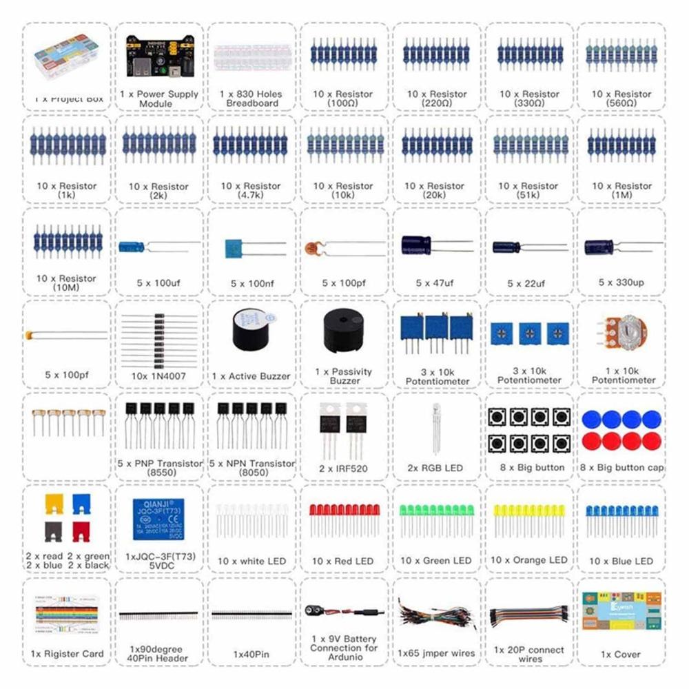 830 Tie Points Breadboard Electronics Component Kit Starter Electronics Component Kit  DIY Projects