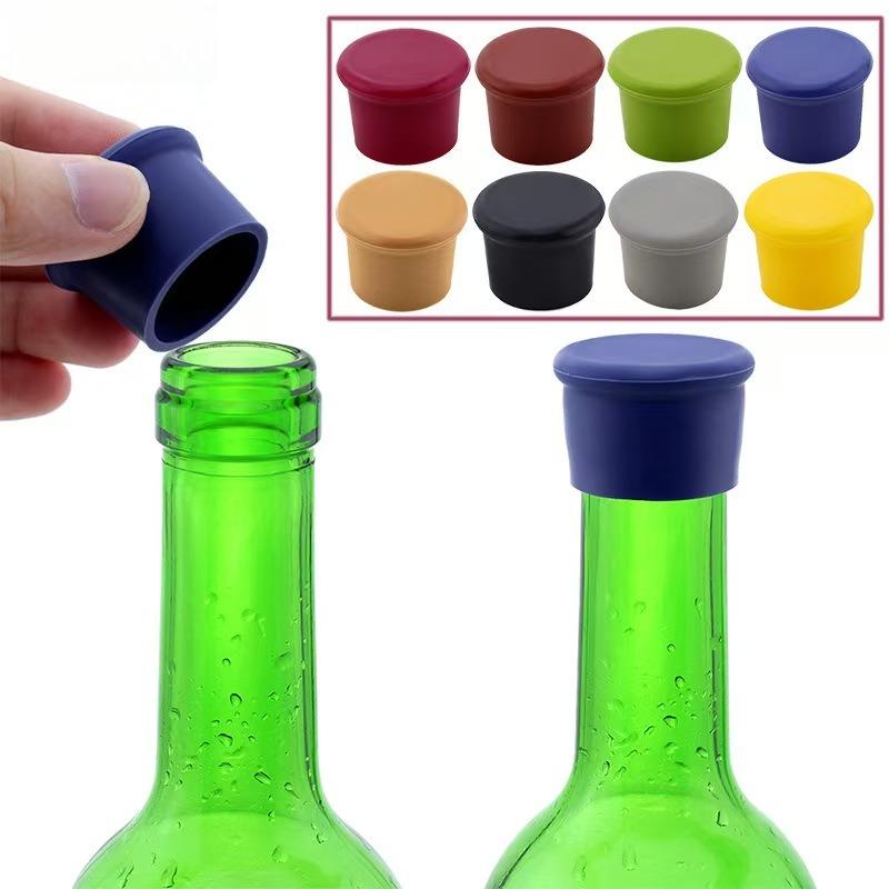 Silicone Wine Bottle Stopper Reusable Leakproof Bottle Plug, Sealing Cover for Red Wine, Champagne & Glass Beverage Bottles
