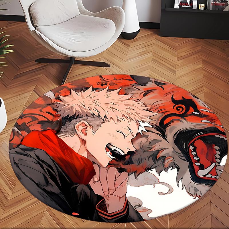 Ryomen Sukuna (1) Round Office Rug Decorative Floor Rug for Office Bedroom Living Room and Home Space