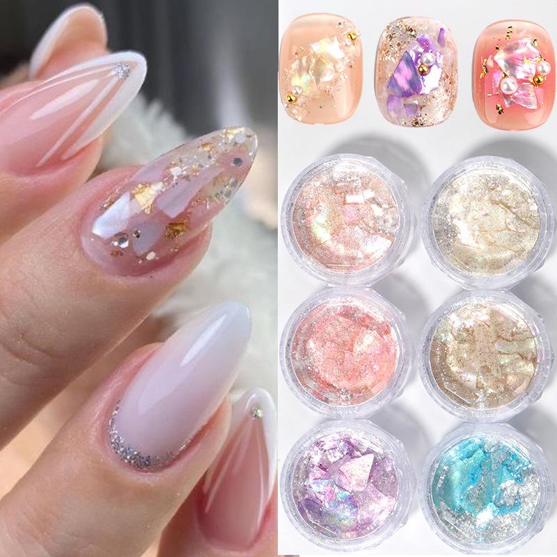 1 SET Neue Nail Art Pailletten, Symphonie Highlight Rosa Perlmutt Bohai Bucht Scheiben Unregelmäßige Muschelschalen Scheiben Nagel Schmuck