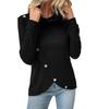 Women S Long Sleeve Knit Pullover Top Mock Neck Solid Color Irregular Hem