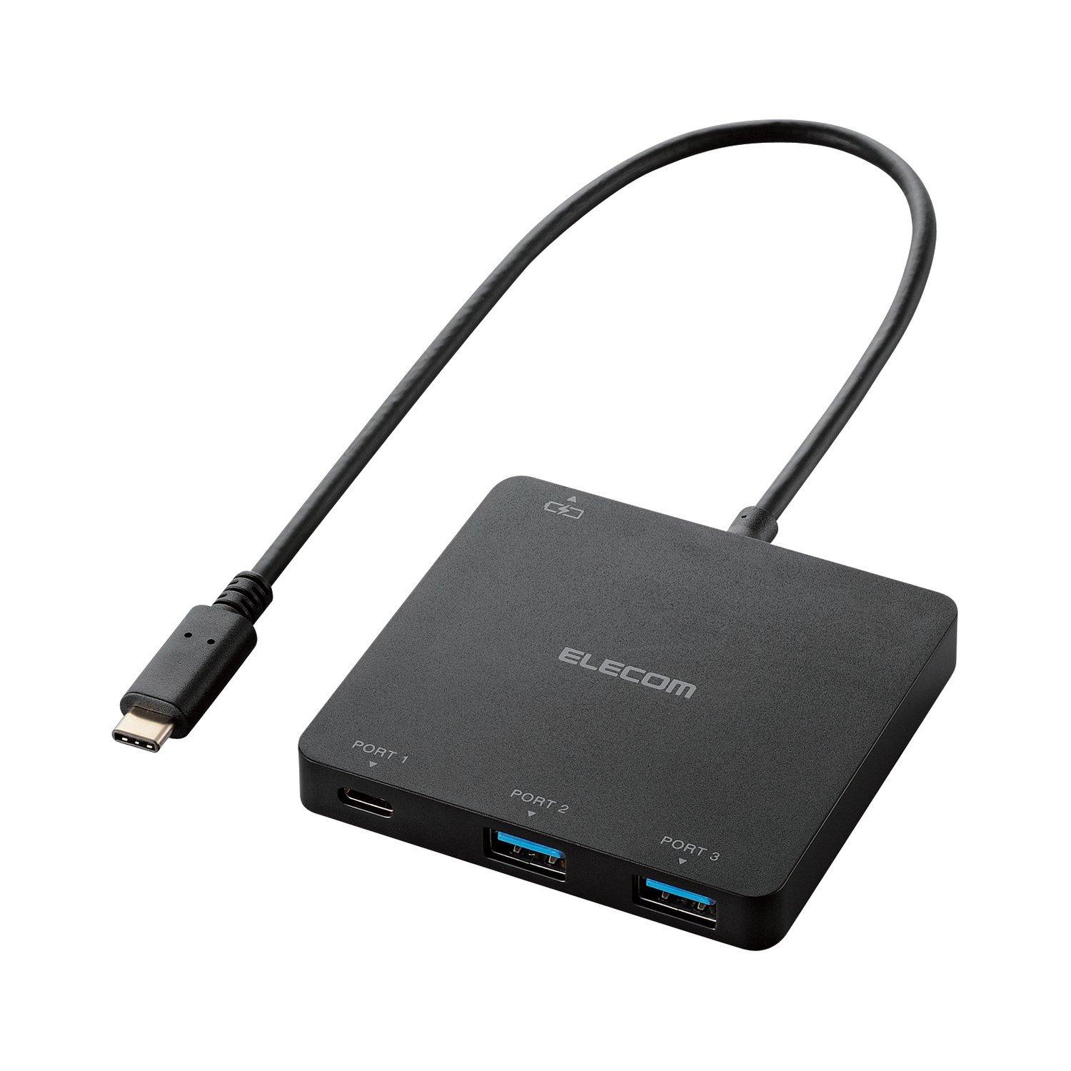 

ELECOM Hub 4 Ports Bus Powered Black USB3.1 Type-C (2 A/1 Type-C/1 Type-C Charging) U3HC-A413BBK чёрный