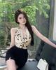 Summer wear French floral satin sling vest female chic pure desire hot girl sexy neck tube top