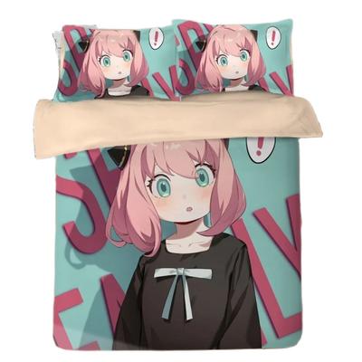 Juego de Cama Anime Spy X Family Funda Nórdica Anya, Ropa de Cama Spy Family Tamaño Individual Queen Decoración Dormitorio Infantil Regalos para Niños