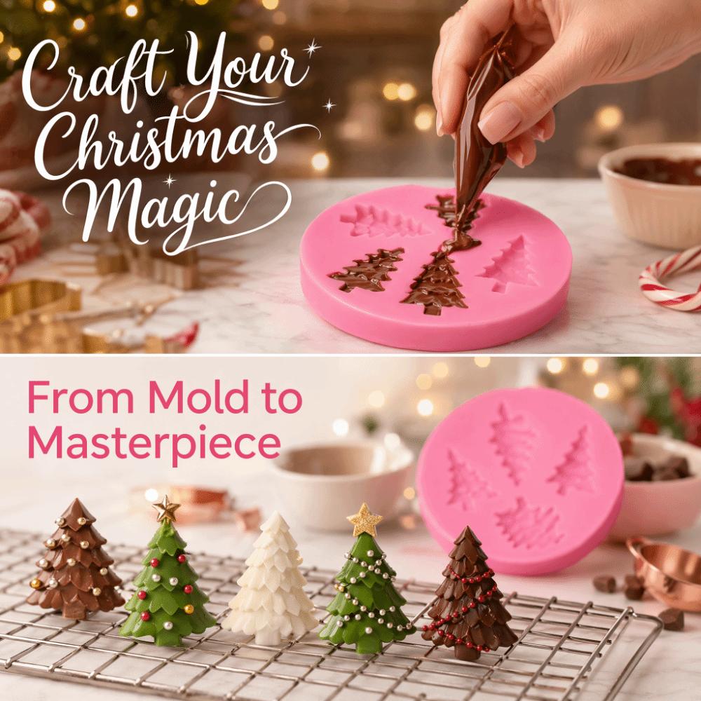 Silicona de Grado Alimenticio Molde de Silicona para Fondant Cavidades de Árbol Molde para Hornear DIY Fabricación de Caramelos