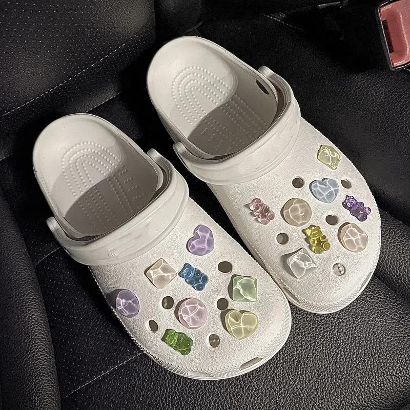 

10 шт. Блестящая ракушка Морское животное Отверстия Шармы для обуви Сандалии Обувь Пряжка Декор Аксессуары для шлепанцев Для девочек Обувь Сделай сам Подарок