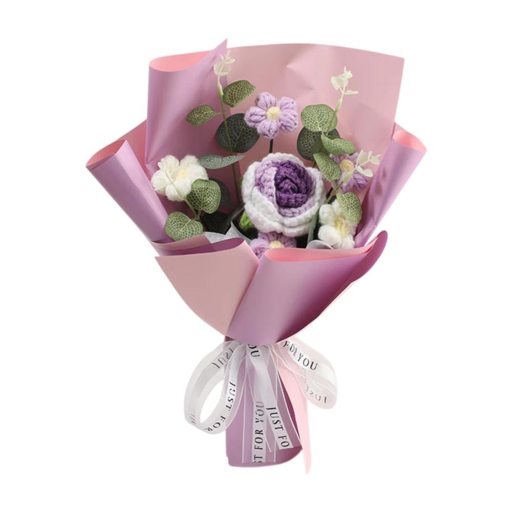 

Completed Crochet Crochet Flower Bouquet Finished Knitted Handmade Flower Birthday Anniversary фіолетовий