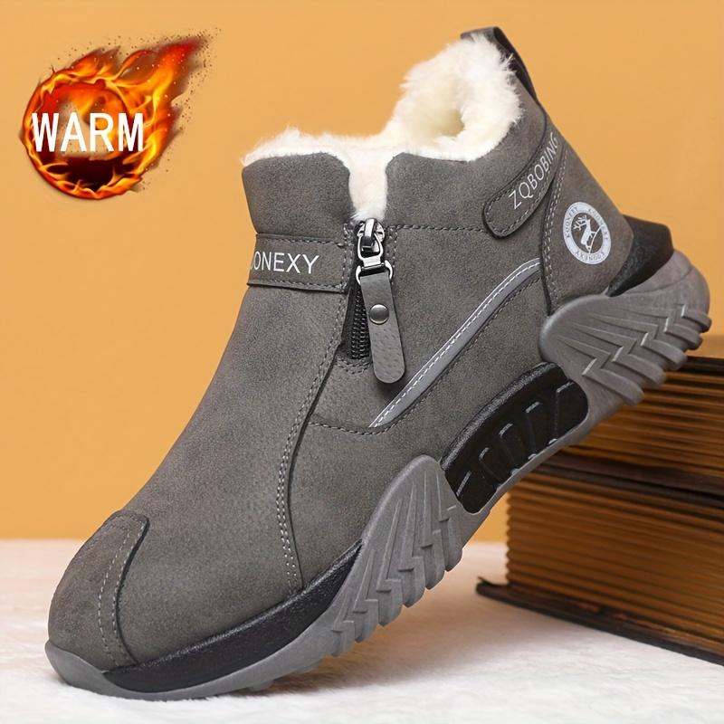 Men Winter Snow Boots, Simple and Fashionable In Solid Colors of Gray,  Pull-On Design for Easy Wear,  Lined for Warmth and Comfort