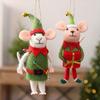 Felt Mouse Ornament Christmas Tree Decoration Handheld Gift Set With Light Belt Design Holiday Hanging Decor