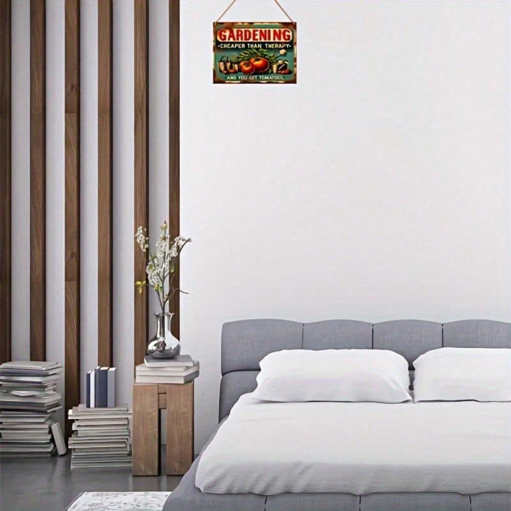 1pc Rustic Wooden Garden Sign, Growing Vegetables Is Cheaper Than Therapy & You Get Tomatoes, Vintage Farmhouse Wall Decor