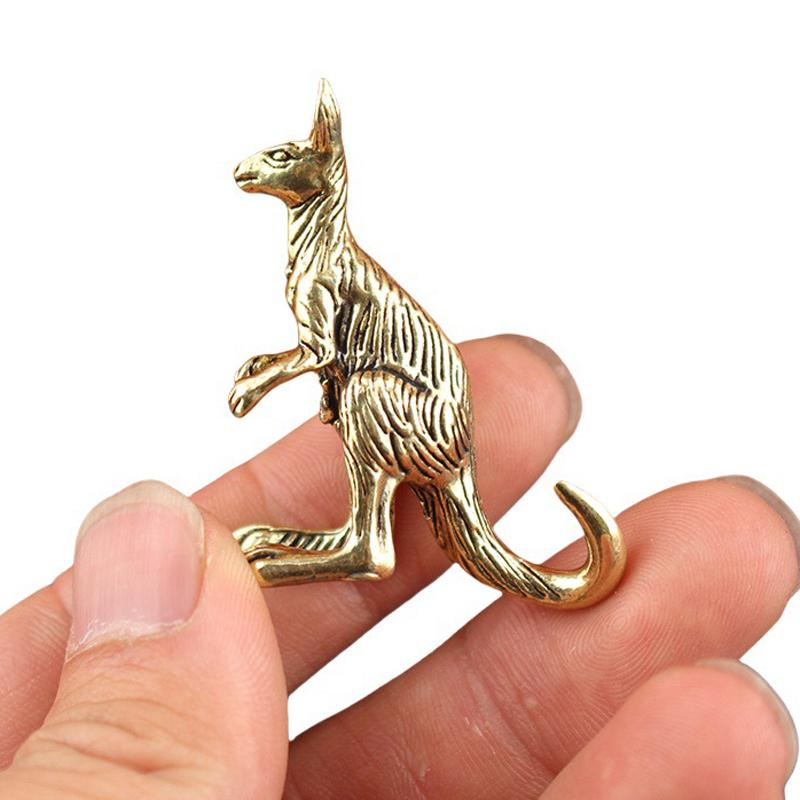 Brass Kangaroo Figurine, Desktop Decor Brass Animal Statue, Vintage Style Handcrafted Ornament, Tea Pet Gift for Office Home