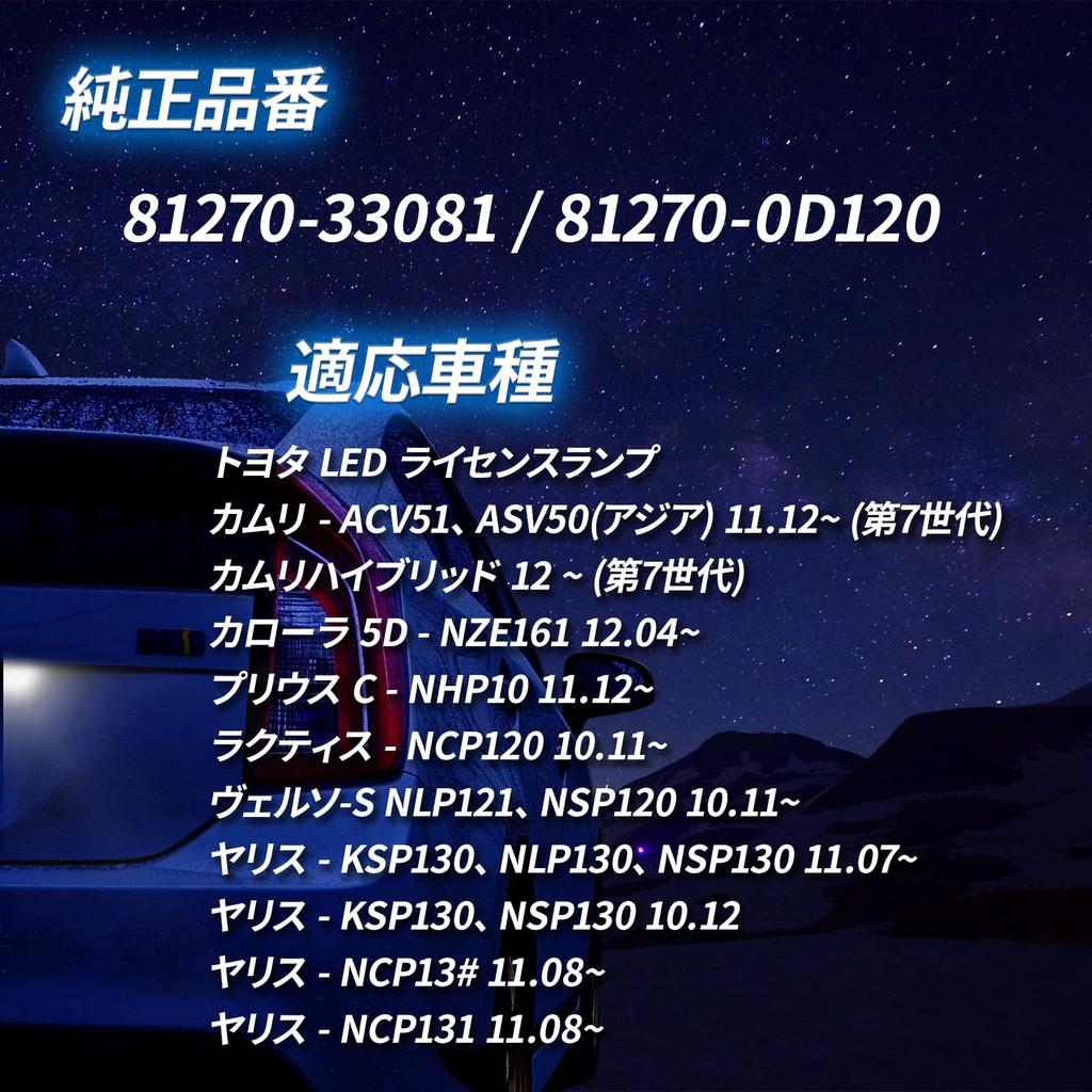 Nishihaya Toyota LED License Plate Light, White, Yaris Cross 130 Series, Corolla Prius Fielder/Cienta