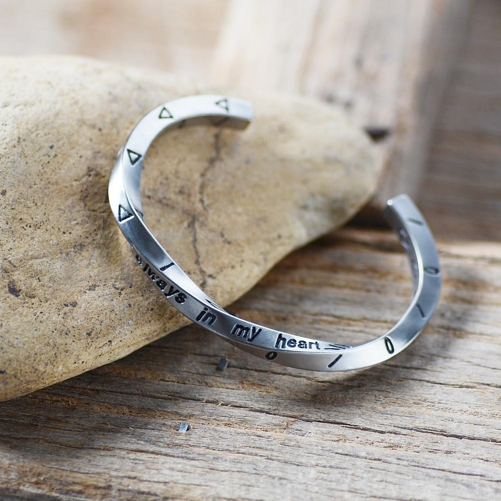 New Fashion Couple Love Viking War Bracelet “Always In My Heart” VIKING Bracelet Twist Cuff Bangle for Men Jewelry