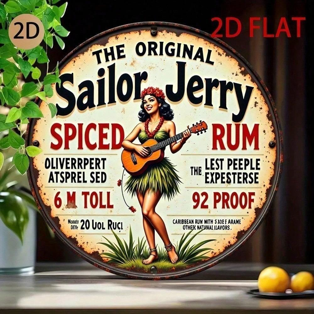 Vintage Sailor Jerry Rum Metal Tin Sign 8x12 Inch Retro Tiki Bar Wall Art Durable Aluminum Pub Decor Man Cave