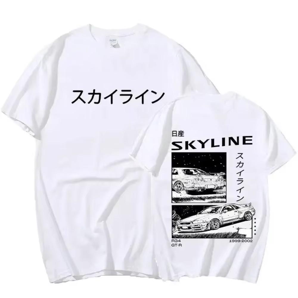 Pánské bavlněné tričko Drift Japan Anime AE86 Inifirst D Letní ležérní tričko Unisex R34 Skyline GTR JDM trička s oversized potiskem