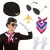 Gloves Scarf Women's Stewardess Costume Dress Up Flight Attendant Hat  Stage Performance