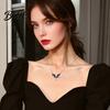 Fine Workmanship Necklace Women Rhinestones Angle Wing Shape Pendant Choker