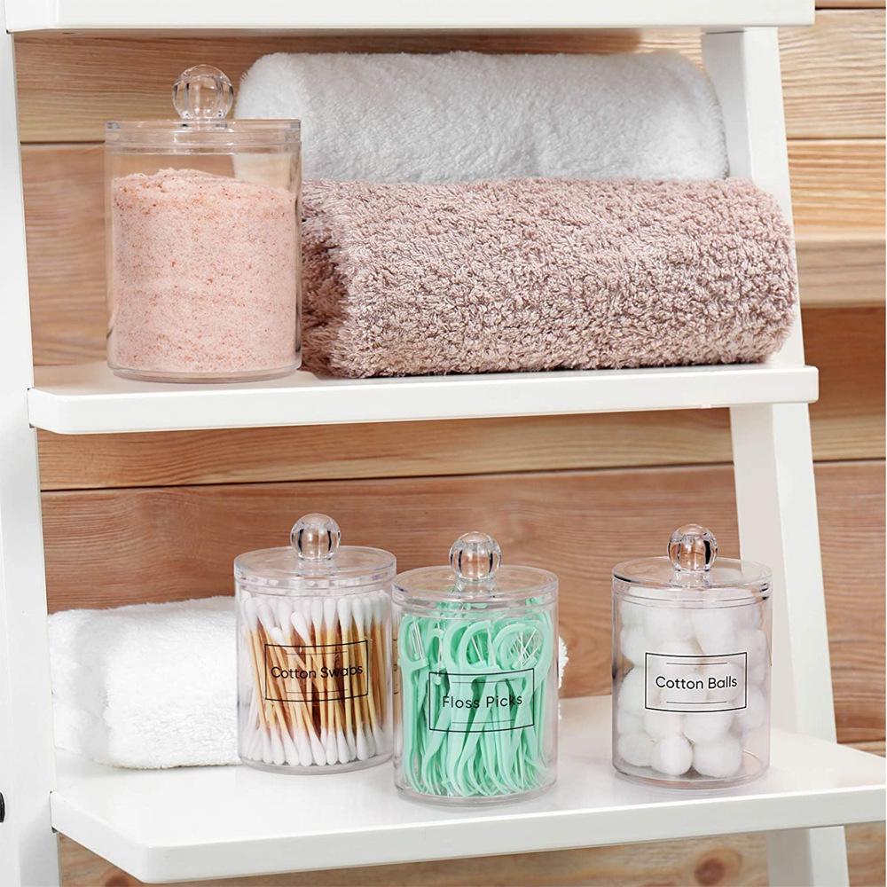 Transparent Acrylic Cotton Swab Storage Box with Dustproof Lid for Bedroom, Bathroom, or Living Room