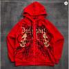 Y2K Skeleton Zip Hoodie 90s Retro Print Loose Fit Streetwear Unisex