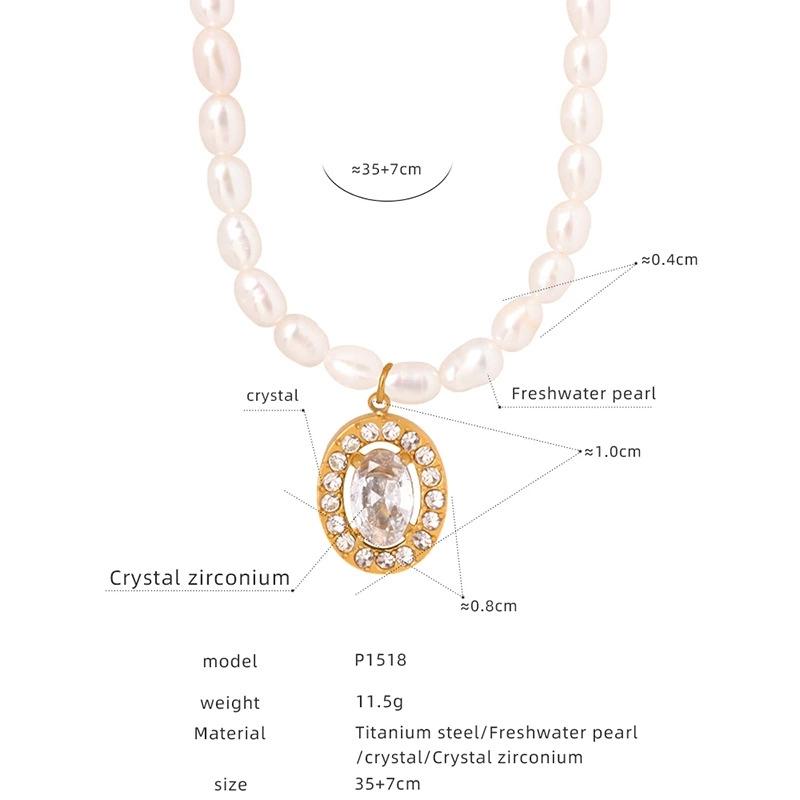 LT-P1521 New Retro Style Light Luxury French Pendant Necklace Titanium Steel 18K Gold/Silver Plated Zircon Heart Shape Jewelry